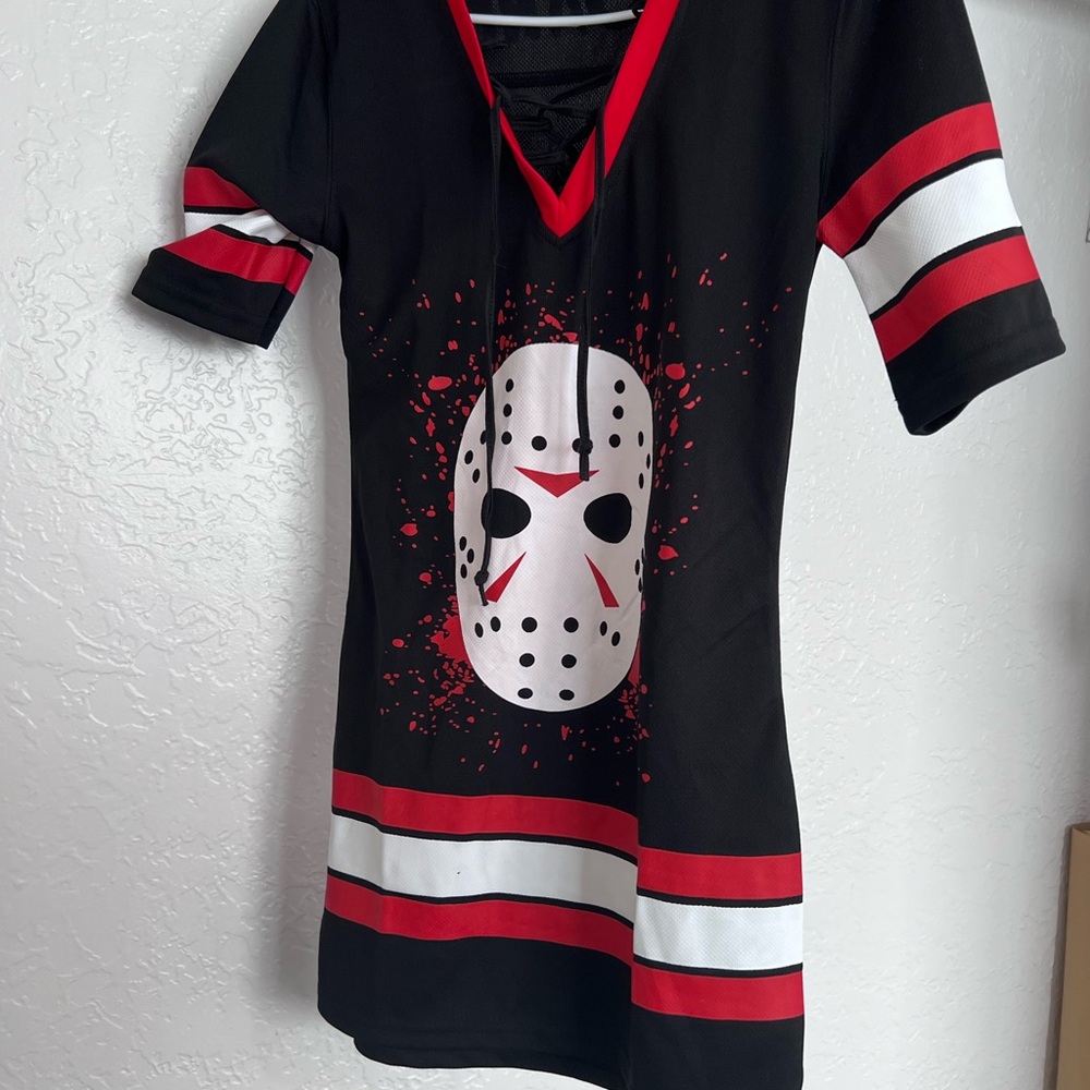 Hockey Mask Friday the 13th Graphic Dress in Black and Red